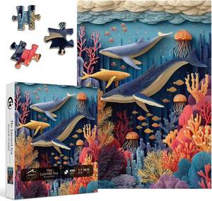 lot 78813 image: PICKFORU Whale Puzzles for Adults 1000 Pieces, Colorful Ocean Coral Jigsaw Puzzles, Sea Fish Theme as Home Decor