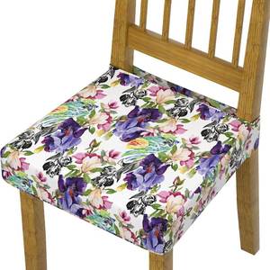 lot 78860 image: Waterproof Chair Seat Covers Dining Room Set of 2,Soft Printed Patterned Stretch Non Slip Removable Washable Dining Seat Cover Protector Cover for Home Hotel Banquet Party Purple Pink Colorful Floral