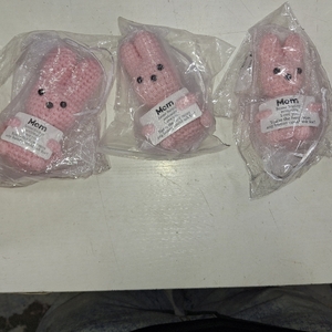 lot 78868 image: 3 Packs Mini Birthday Gifts for Mom from Daughter Son Positive Crochet Pink Bunny