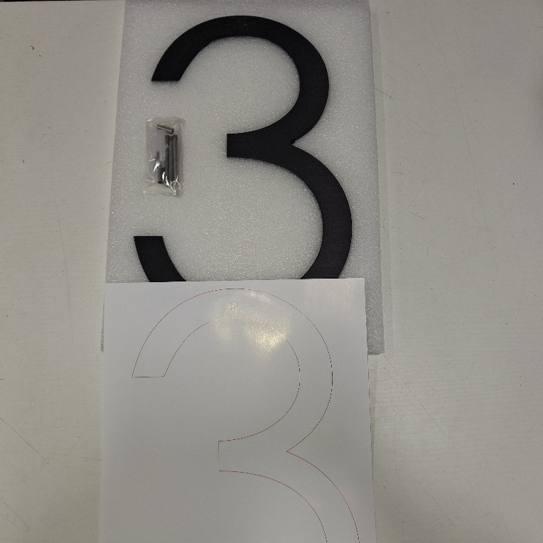 lot 4108 image: 12 Inch Black House Numbers For Outside, Floating Metal Large Modern House Numbers For Outside, Address Numbers For House Black Floating Mount Flush Mount Aluminum Home Address Numbers 3 STOCK PHOTO APPROXIMATE