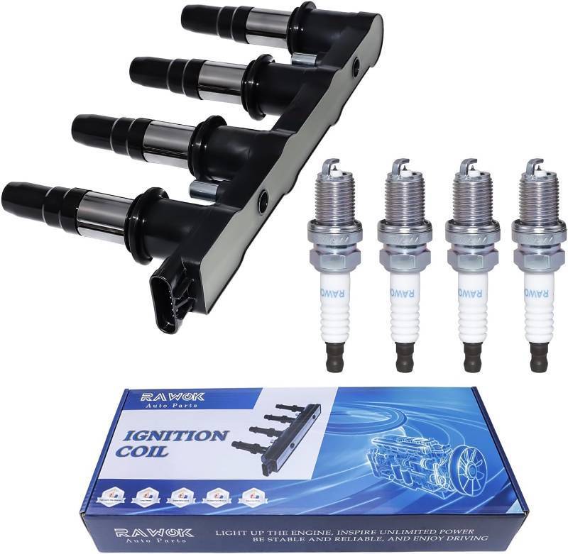 lot 22008 image: Ignition Coil Pack and 4 Iridium Spark Plugs Compatible with 2011-2015 Chevy Cruze 1.8L, 2016 Chevrolet Cruze Limited 1.8L, 2012-2017 Chevy Sonic 1.8L, Replace UF620 9091902247 C1646 4504 7092