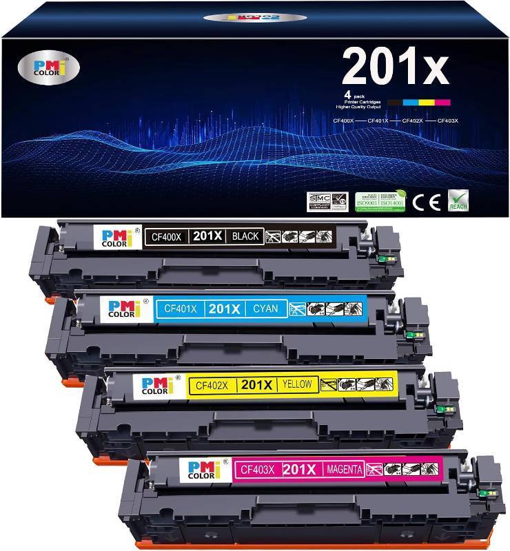 lot 2952 image: 4 Pack Compatible for HP 201A 201X High-Yield Toner Cartridge M277dw M252dw  Replacement for HP Color Pro MFP M277dw M252dw M277n M277c6 M252n M277 Printer Toner (Black, Cyan, Magenta, Yellow)