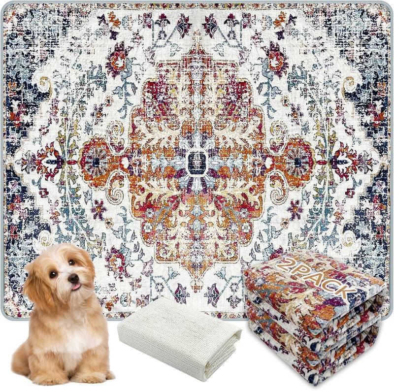 lot 13498 image: Washable Pee Pads for Dogs, (2 Pack, 36x42) Upgrade Reusable Puppy Pads with Non-Slip Rug Pad, Super Thickening Absorbent Leakproof Dog Traning Pads Whelping Pad for Dogs, Doggie(Red-1)