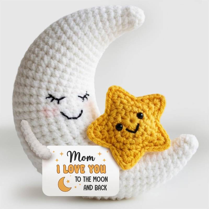 lot 10742 image: Birthday Gifts for Mom from Daughter Son - Crochet Gifts for Christmas Mothers Day, I Love You Mom to The Moon and Back Crochet, Gift Idea for Stepmom Mother in Law, Small Cute Decor Crochet