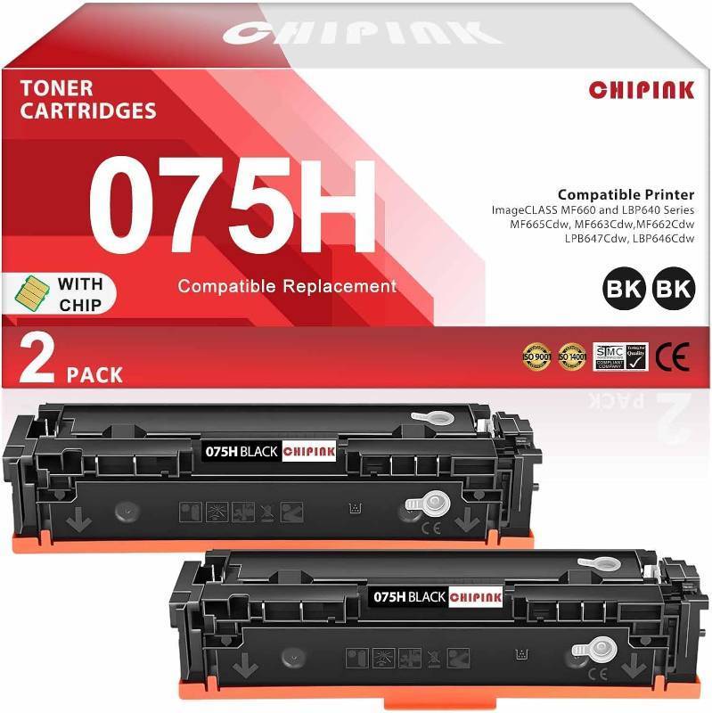 lot 2976 image: 075H Toner Cartridge Black Compatible for Canon 075H Black Toner 075 H CRG075 Ink for Imageclass MF665Cdw MF663Cdw MF662Cdw LBP647Cdw LBP646Cdw MF660 and LBP640 Series Printer (2 Pack)