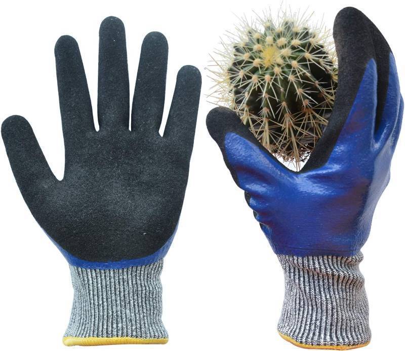 lot 19479 image: Durable Gardening Gloves, Heavy Duty Nitrile Garden Gloves, Double Coated (Large, 2 Pairs Blue)