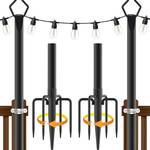 AILBTON 2 Pack 10Ft String Light Poles,Light Poles for Outside String Lights,Outdoor Light Poles with Fork,Metal Pole Stand for Patio,Backyard,Deck