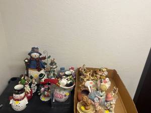 lot 20 image: Holiday Figurine Collection Lot Snowmen Angels Cherubs Decorative Pieces