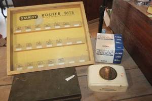 lot 3789 image: Vintage Stanley Router Bits Display Case & More