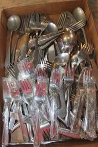 lot 3827 image: Flat of Misc. Vintage Silverware