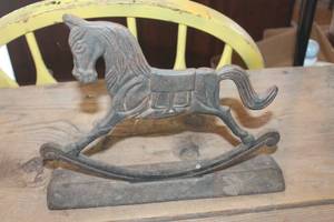 lot 3837 image: Antique Rocking Horse Cast Iron Door Stop
