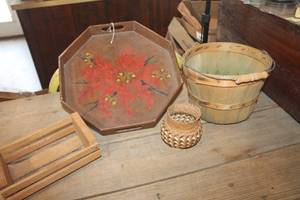 lot 3871 image: Wooden Dcor Tray, Baskets and More