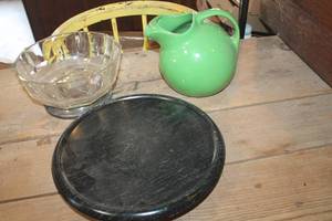 lot 3873 image: Vintage Hall Round Water Pitcher, Lazy Susan & More