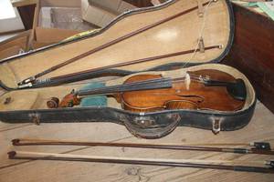 lot 3883 image: Antique Violin and Bows