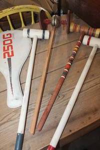 lot 3884 image: Vintage Croquet Mallets and More