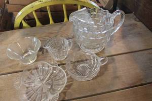 lot 3891 image: Vintage Glass Pitcher and More