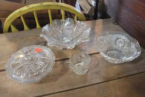 lot 3903 image: Vintage Cut Glass Serving Dishes & More