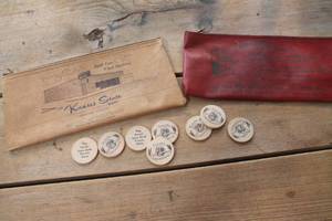 lot 3938 image: Vintage Bank Bags and Potwin State Bank Wooden Nickels