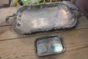 lot 4001 image: Large Antique Silver Serving Tray & More