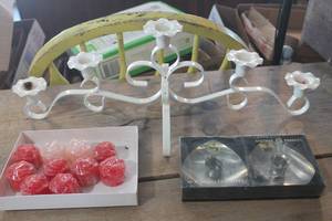 lot 4011 image: 21 Long Metal Candleholder & More