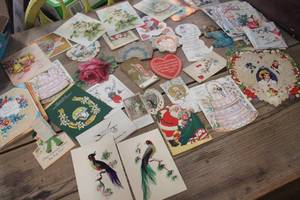 lot 4017 image: Large Lot of Antique Valentines, Wedding & More Cards
