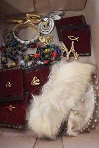 lot 4021 image: Antique Made in Japan Fur Collar & Jewelry