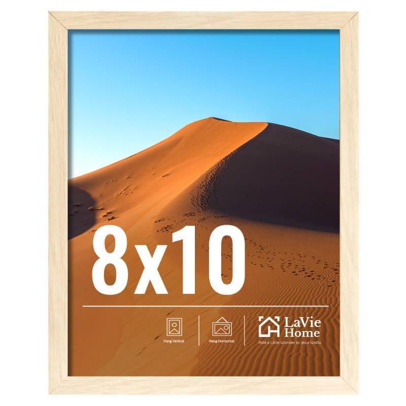 lot 38742 image: 8x10 Picture Frame for Wall Display, 8x10 Oak Picture Frame with HD Plexiglas, 8 x 10 Poster Frame 1 Pack, Display Frame for Vertical or Horizontal, Classic Collection - Retail $9