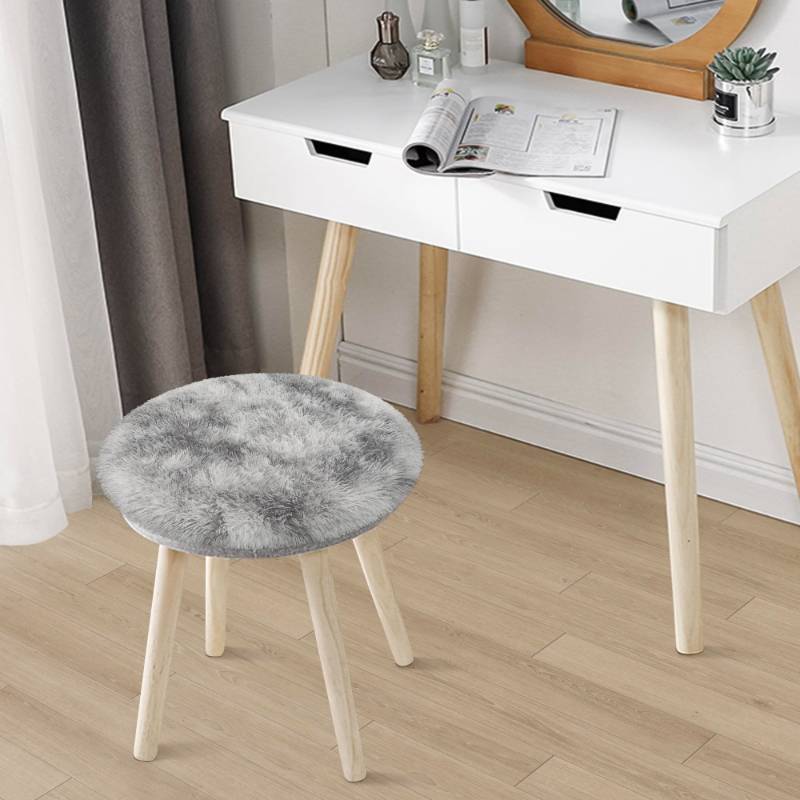lot 38749 image: Tie Dye Grey Round Rugs Small 2x2 ft Fluffy Circle Rug Furry Carpet Shaggy Circular Fuzzy Plush Area Rug for Girls Bedroom Kids Room Nursery Cute Room Decor Chair Cushion Pet mat Doormat - Retail $17