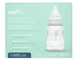 lot 29038 image: Evenflo Feeding Premium Proflo Venting Balance Plus Standard Neck Baby, Newborn and Infant Bottles - Developed by Pediatric Feeding Specialists - 4 Ounce (Pack of 6) - Retail $24