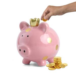 lot 29045 image: Crown Piggy Bank, Small Coin Bank, Princess Piggy Bank Coin Bank Money Saving Bank for Kids Girls Boys(Pink4.64L x 5.51W x 5.19H) - Retail $19