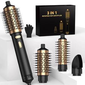 4 in 1 Rotating Hair Dryer Brush Spinning with Detachable Brush(2 & 1.5"),Negative Ionic Brush Blow Dryer 100-120V,3 Heats and 2 Speeds Rotating Hot Air Brush for Curling, Straight, Drying - Retail: $50