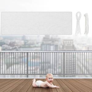 lot 29068 image: Banister Guard Balcony Netting, 18 x 3 ft, White, 1 Set - Retail $26