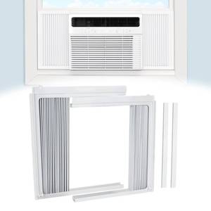 lot 29069 image: Air Jade Window Air Conditioner Side Panels, AC Side Panels with Frame for Most 5,000 Btu Window Units, Room Air Conditioner Accordion Filler Curtain Replacement Kit - Retail $39