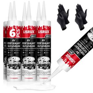 lot 29080 image: 6 Pack RV Roof Sealant, Self Leveling Lap Sealant for RV Roofs, White RV Caulking Sealant Waterproof for Camper, Trailer & Motorhome - Retail $40