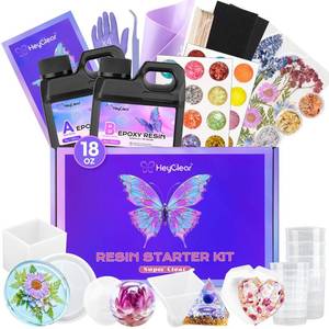 lot 29082 image: 18oz Epoxy Resin Kit Molds Complete Set for Beginners DIY Crafts - Retail $25