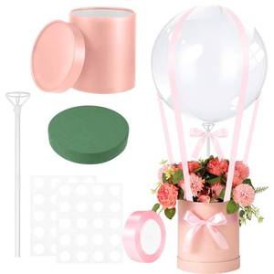 lot 29085 image: DIY Gift Box with 20 Bobo Balloon Ribbon Floral Clay, Pink - Retail $20