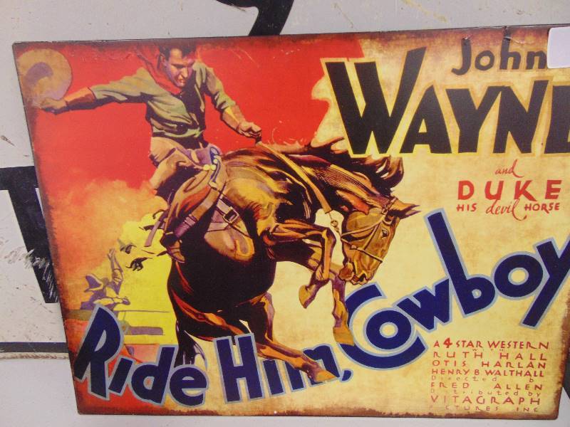 lot 1891 image: John Wayne Metal Sign - 10x12