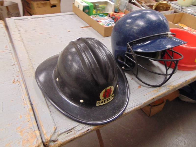 lot 1921 image: Fireman & Baseball Helmets