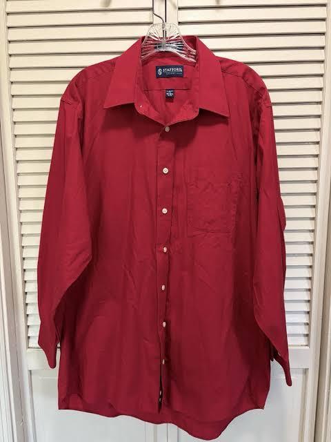 lot 63359 image: Stafford long sleeve button-up red Dress Shirt 18.5 - 2536