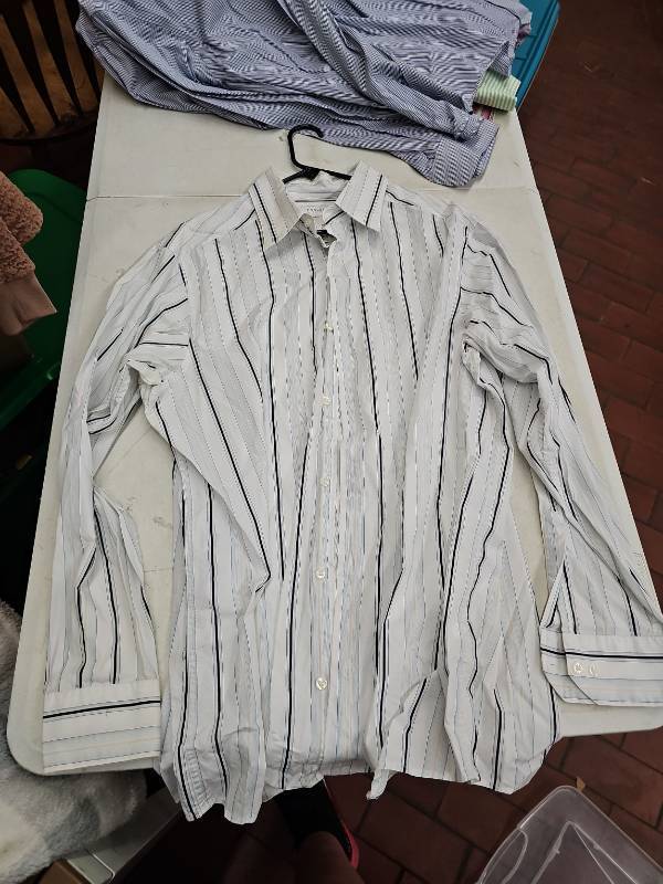 lot 63368 image: Concepts by Claiborne Vertical Striped Button-Down Dress Shirt- XLT