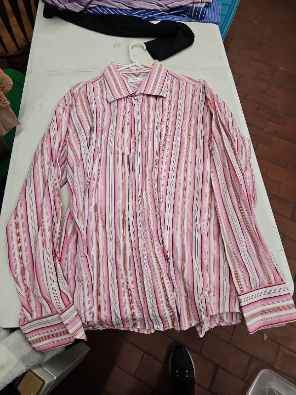 lot 63375 image: Linea Domani mens long-sleeve dress shirt - Pink Stripes - XXL