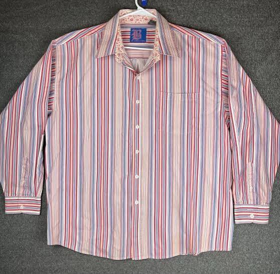 lot 63376 image: Brooklyn Xpress button-up shirt - PinkBlue Stripe - XL