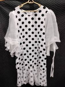 lot 33952 image: Wowo white mini dress with black polka dots and Sheer Sleeves - XL