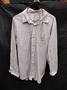 lot 33954 image: Trademark Wonderwall Surf Utility gray and white stripedgingham long-sleeve button-up shirt