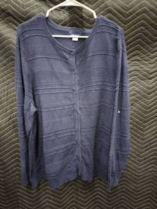 lot 33958 image: Basic Editions navy blue womens knit cardigan sweater - 2X