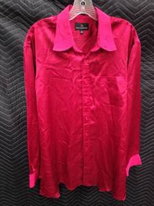 lot 33993 image: Red Stacy Adams satin dress shirt - 17.5 - 3435
