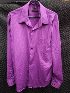 lot 33994 image: Geoffrey Beene purple mens fitted long-sleeve dress shirt X-Large