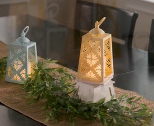 lot 3024 image: Candle Impressions Set of 2 Mini Resin Spring Lanterns, Butter Yellow