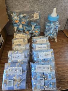 lot 3028 image: Your Favorite Moments Intricate Baby Shower Set, Blue BOY