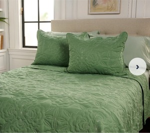 lot 3029 image: Home Reflections Embroidered Coverlet & Sham Set - Queen, TAUPE
